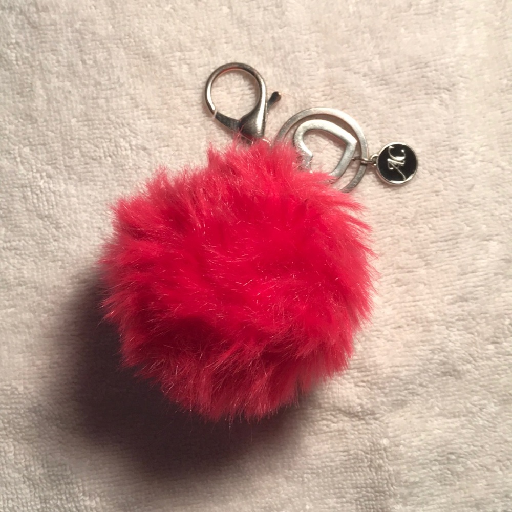Pink Pom Pom Fur Ball  Keychain